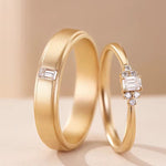 Bague couple en or 18 carat sertie de Moissanite , livré avec son certificat d’authenticité
