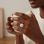 Bague en argent sterling halo pavé sertie de moissanite 1 carat Vvs1 D color
