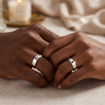 Bague de couple en argent soleil et lune