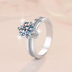 bague de fiançailles en argent sterling sertie de diamants moissanite