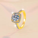 Bague de fiançailles en argent sterling Rodier en or sertie d’une diamant moissanite 2 carats vvs1 livré avec sont certificat d’authenticité