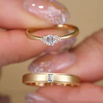 Bague couple en or 18 carat sertie de Moissanite , livré avec son certificat d’authenticité