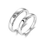 Bague de couple en argent soleil et lune