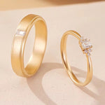 Bague couple en or 18 carat sertie de Moissanite , livré avec son certificat d’authenticité