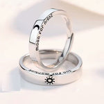 Bague de couple en argent soleil et lune