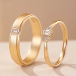 Bague couple en or 18 carat sertie de Moissanite , livré avec son certificat d’authenticité