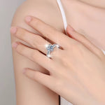 bague de fiançailles en argent sterling sertie de diamants moissanite