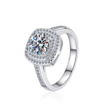 Bague en argent sterling halo pavé sertie de moissanite 1 carat Vvs1 D color