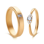 Bague couple en or 18 carat sertie de Moissanite , livré avec son certificat d’authenticité