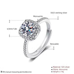 Bague de fiançailles en argent sertie de diamants moissanite