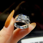 bague chevalier en argent sertie de diamants moissanite