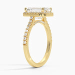 bague Emerald halo pavé  en or , diamant