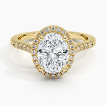 bague Emerald halo pavé  en or , diamant moissanite