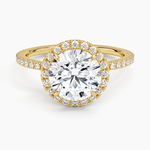 bague halo pavé  en or , diamant